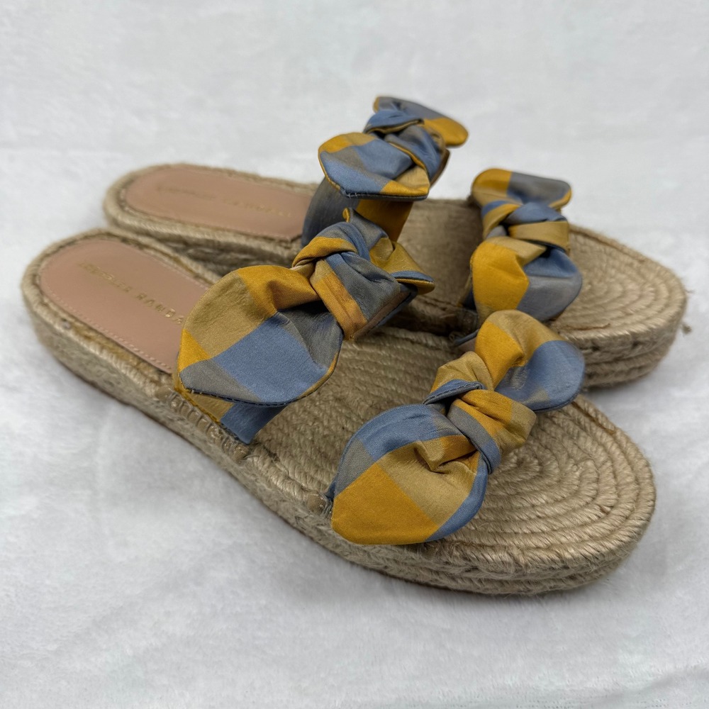 Loeffler Randall Espadrille Platform Slide Sandals Womens Bow Detail Sz 8
